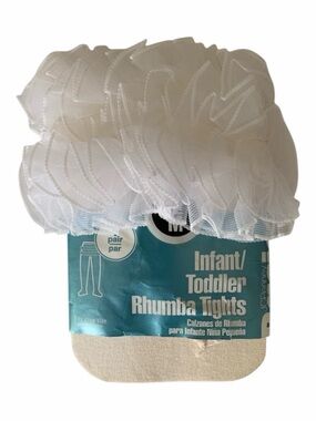 Vintage NWT Rhumba Ruffle Butt Tights Baby Girls M 18-32 lbs White Lace 1 Pair